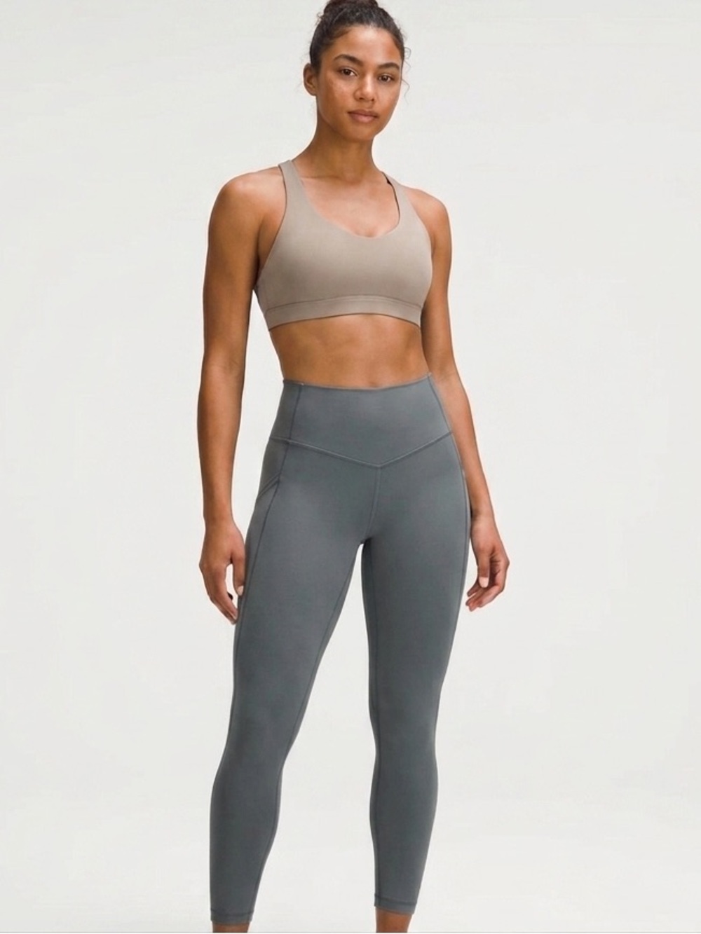 Running girl, high waisted, buttery, soft leggings, gray size medium new